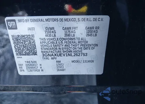 2022 Chevrolet Equinox Awd Lt from USA, damaged, VIN 3GNAXUEV1NL262753